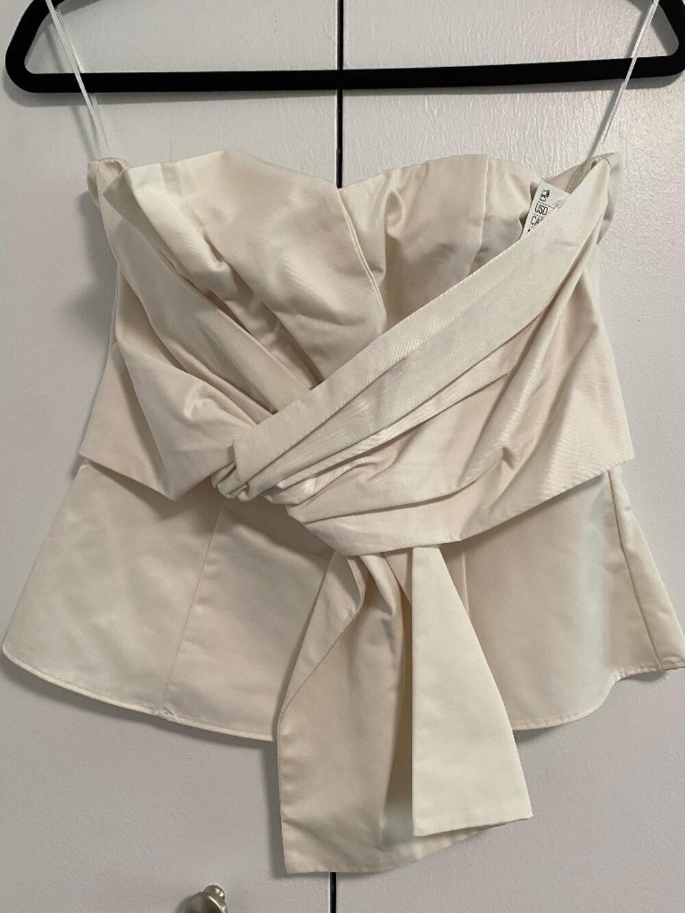 H&M - Off-white Corset Peplum Top w/ Wrap Tie